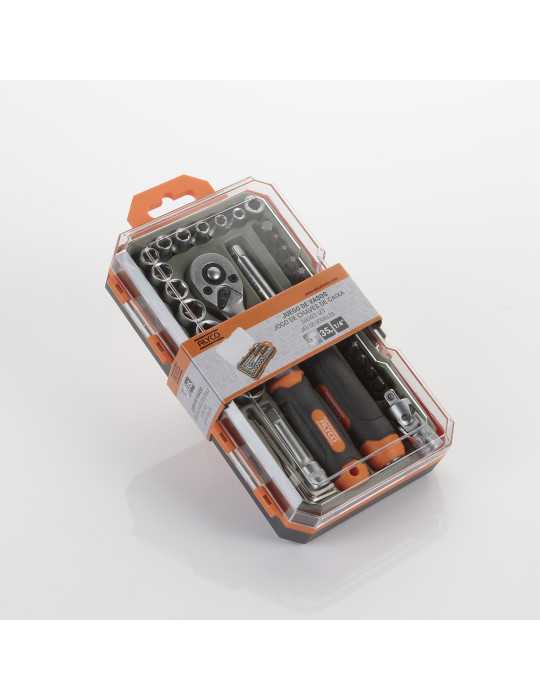 Juego de llaves de vaso y accesorios 1/4" 35 piezas ALYCO ORANGE