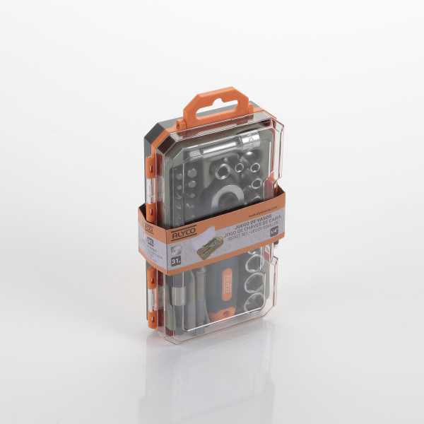 Juego de llaves de vaso y accesorios 1/4" 31 piezas ALYCO ORANGE