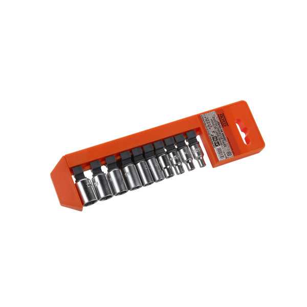 Juego de 10 vasos de 1/4" en regleta ALYCO ORANGE