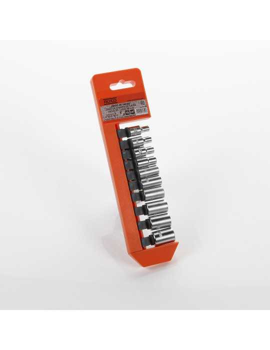 Juego de 10 vasos de 1/4" en regleta ALYCO ORANGE