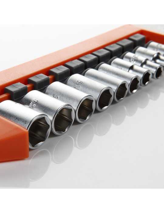 Juego de 10 vasos de 1/4" en regleta ALYCO ORANGE
