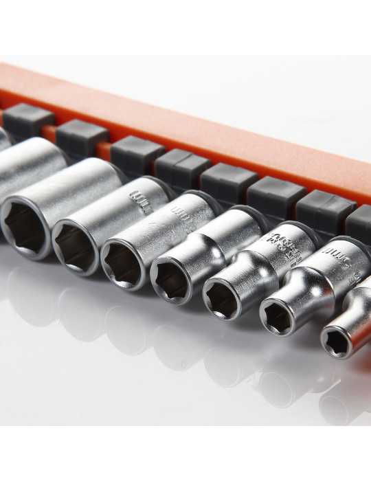 Juego de 10 vasos de 1/4" en regleta ALYCO ORANGE