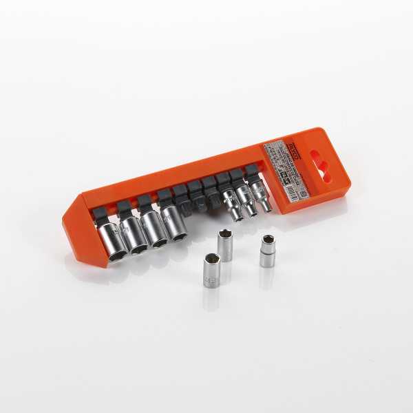Juego de 10 vasos de 1/4" en regleta ALYCO ORANGE