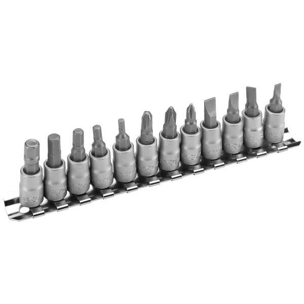 Juego de 12 vasos con punta de 1/4" en regleta ALYCO
