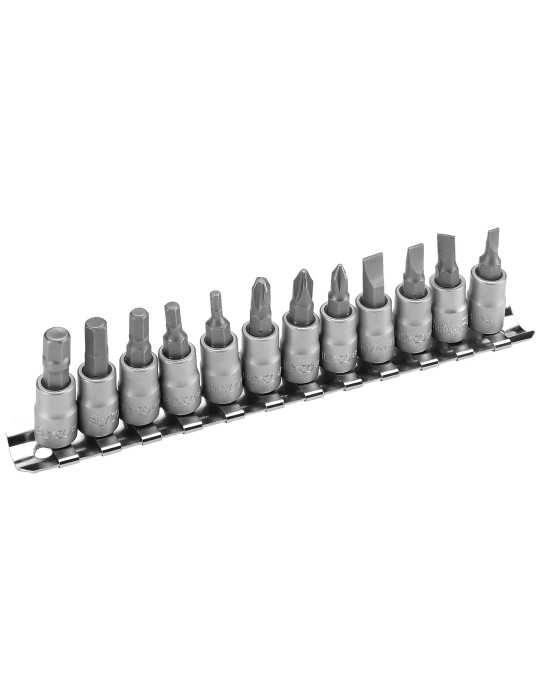 Juego de 12 vasos con punta de 1/4" en regleta ALYCO