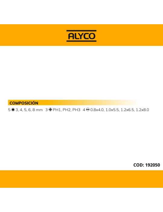 Juego de 12 vasos con punta de 1/4" en regleta ALYCO