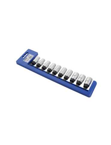 Juego de 10 vasos 1/2" 10-19 mm en regleta ALYCO