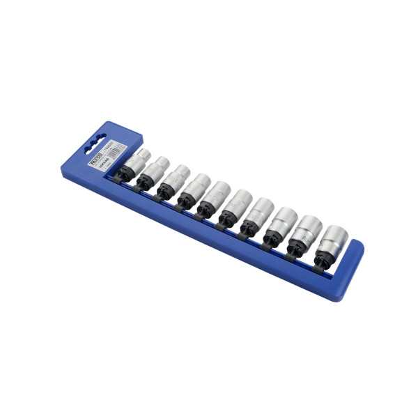 Juego de 10 vasos 1/2" 10-19 mm en regleta ALYCO