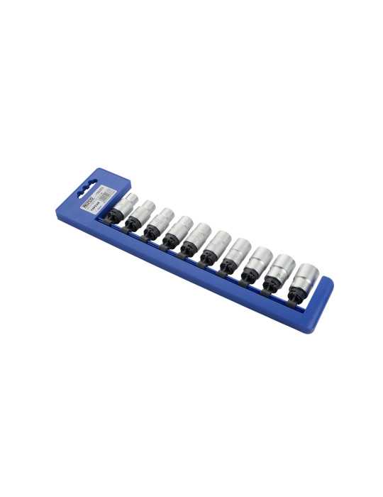 Juego de 10 vasos 1/2" 10-19 mm en regleta ALYCO