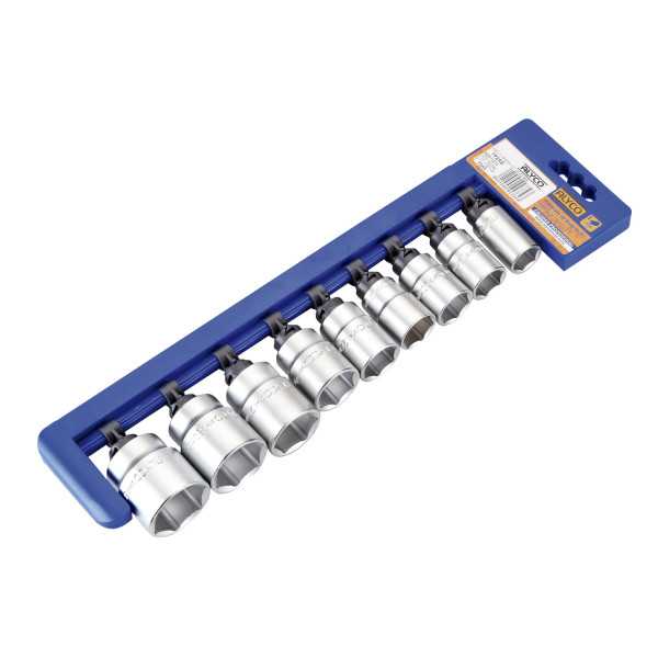 Juego de 9 vasos 1/2" 17-32 mm en regleta ALYCO