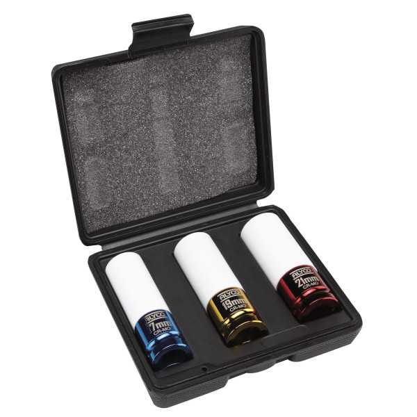 Juego de 3 vasos de impacto 1/2" para ruedas ALYCO