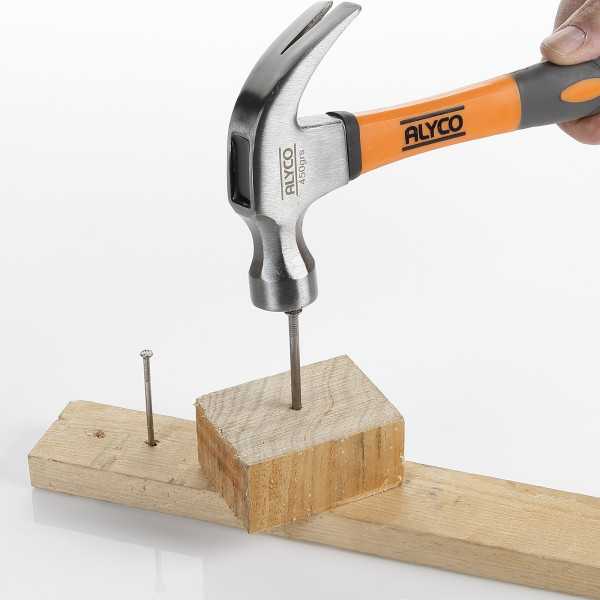 Martillo de uña curva americano 450 g mango fibra de vidrio ALYCO ORANGE