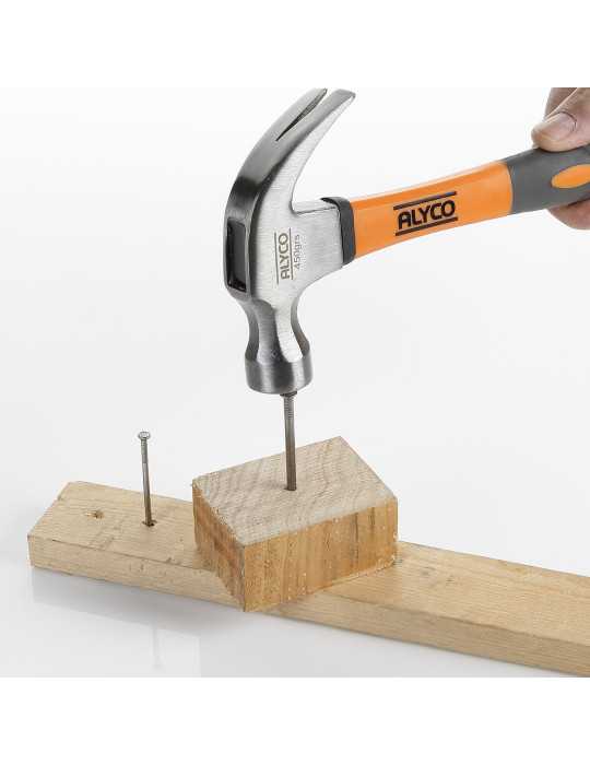Martillo de uña curva americano 450 g mango fibra de vidrio ALYCO ORANGE