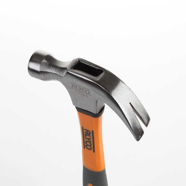 Martillo de uña curva americano 450 g mango fibra de vidrio ALYCO ORANGE