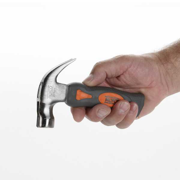 Martillo corto de uña curva americano 220 g mango fibra de vidrio ALYCO ORANGE