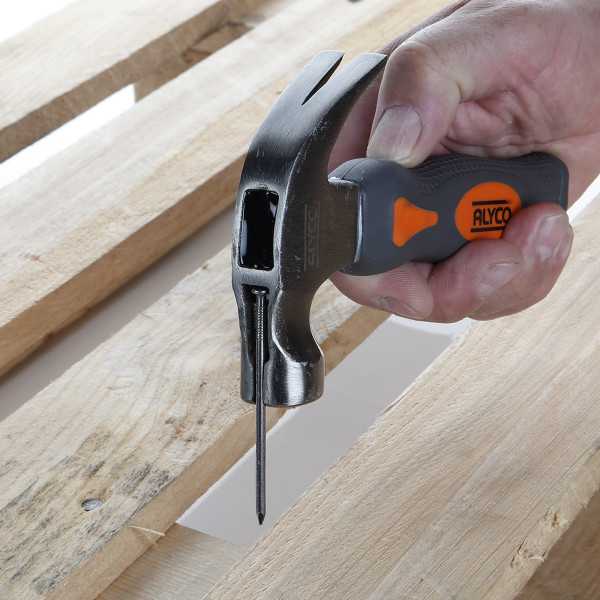 Martillo corto de uña curva americano 220 g mango fibra de vidrio ALYCO ORANGE
