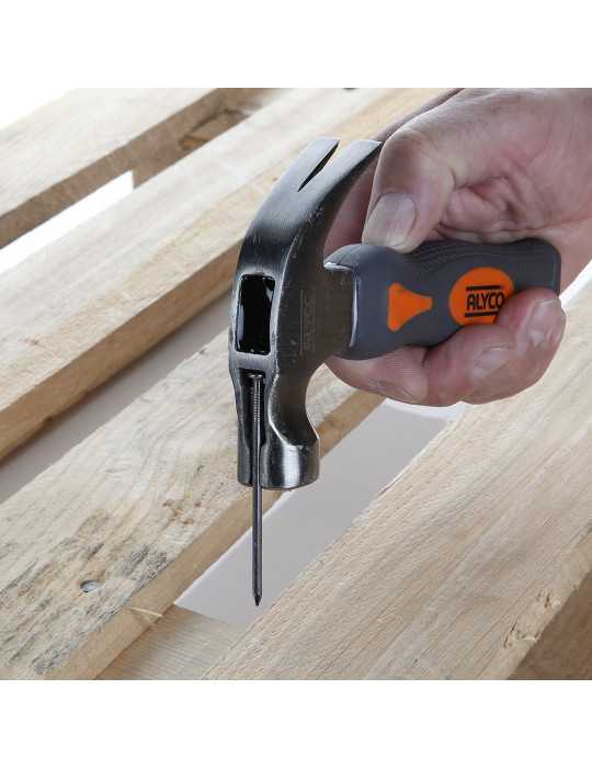 Martillo corto de uña curva americano 220 g mango fibra de vidrio ALYCO ORANGE