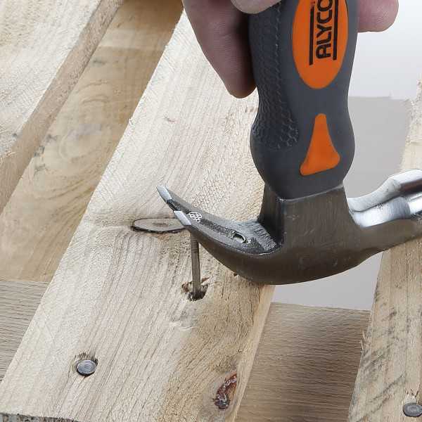 Martillo corto de uña curva americano 220 g mango fibra de vidrio ALYCO ORANGE