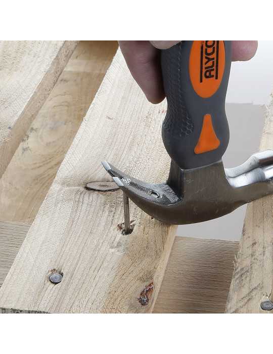 Martillo corto de uña curva americano 220 g mango fibra de vidrio ALYCO ORANGE