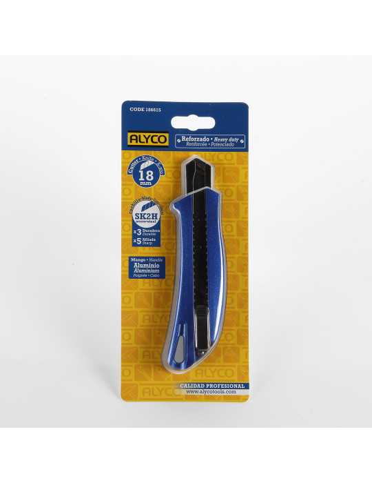 Cutter reforzado 18 mm SK2H cuerpo aluminio ALYCO