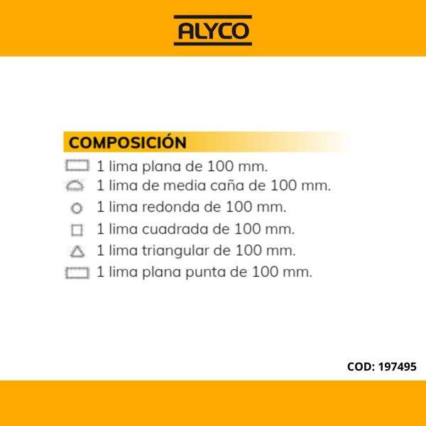 Juego 6 limas de aguja 100 mm en caja plástico ALYCO