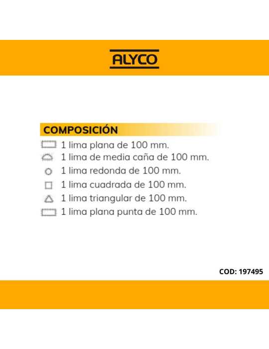 Juego 6 limas de aguja 100 mm en caja plástico ALYCO