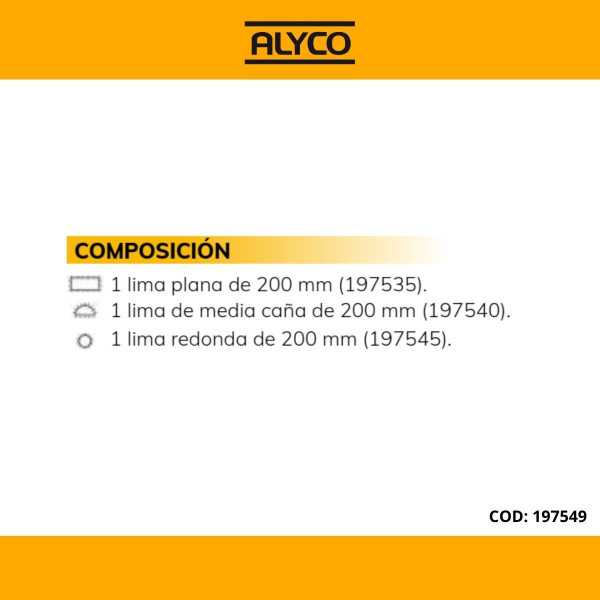 Juego 3 escofinas de carpintería en bolsa nylon ALYCO