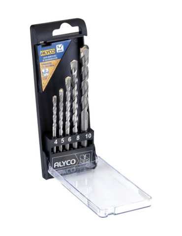Juego 5 brocas hormigón mango cilíndrico en caja plástico ALYCO