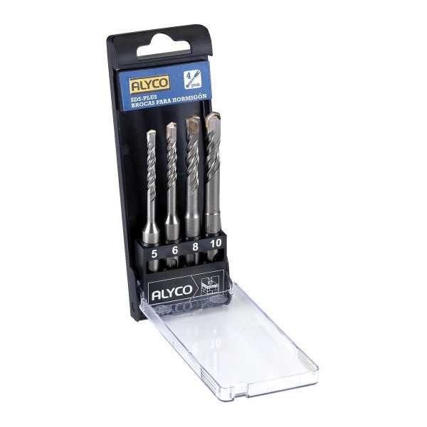 Juego 4 brocas hormigón SDS-Plus en caja plástico ALYCO