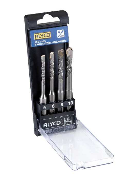 Juego 4 brocas hormigón SDS-Plus en caja plástico ALYCO
