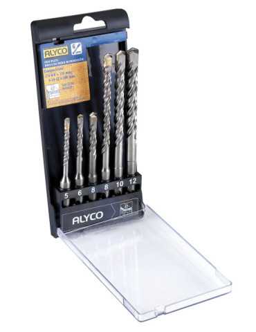 Juego 6 brocas hormigón SDS-Plus en caja plástico ALYCO