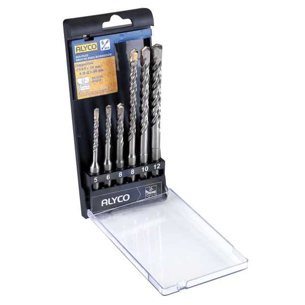 Juego 6 brocas hormigón SDS-Plus en caja plástico ALYCO