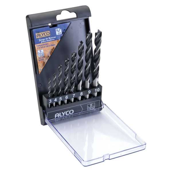 Juego 8 brocas espirales para madera y plástico ALYCO