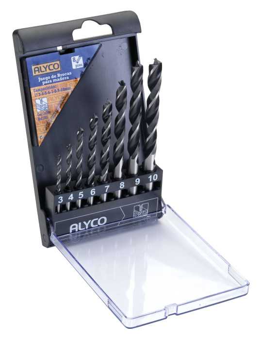Juego 8 brocas espirales para madera y plástico ALYCO