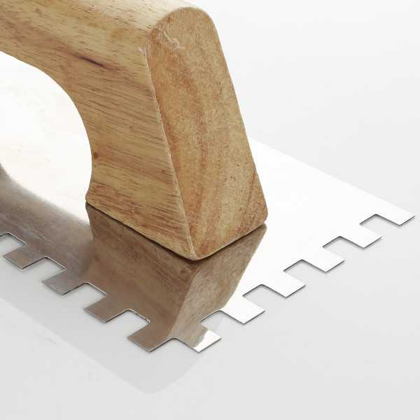 Llana dentada inoxidable mango madera 280 x 120 mm 6 x 6 ALYCO
