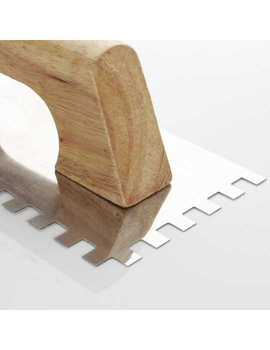 Llana dentada inoxidable mango madera 280 x 120 mm 6 x 6 ALYCO