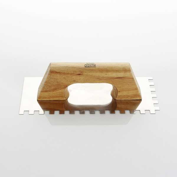 Llana dentada inoxidable mango madera 280 x 120 mm 6 x 6 ALYCO