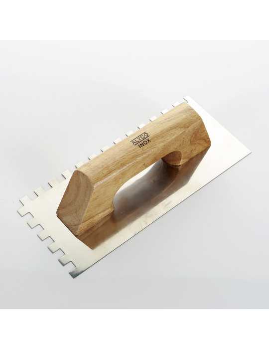 Llana dentada inoxidable mango madera 280 x 120 mm 6 x 6 ALYCO