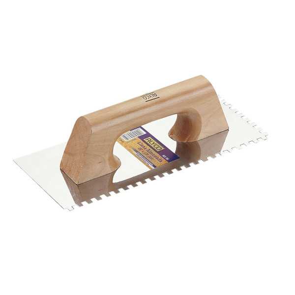 Llana dentada inoxidable mango madera 280 x 120 mm 10 x 10 ALYCO