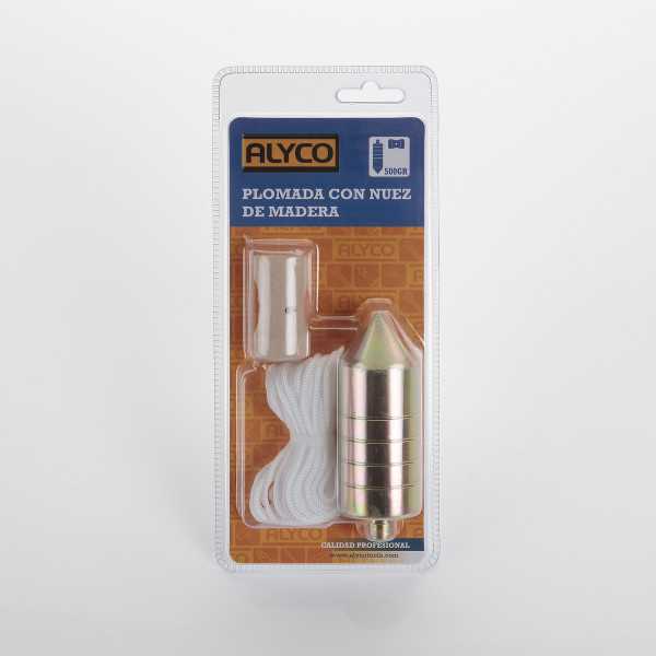 Plomada de acero con nuez madera 1000 g ALYCO