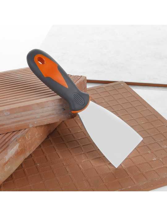 Espátula flexible de acero al carbono 80 mm mango bimaterial ALYCO ORANGE