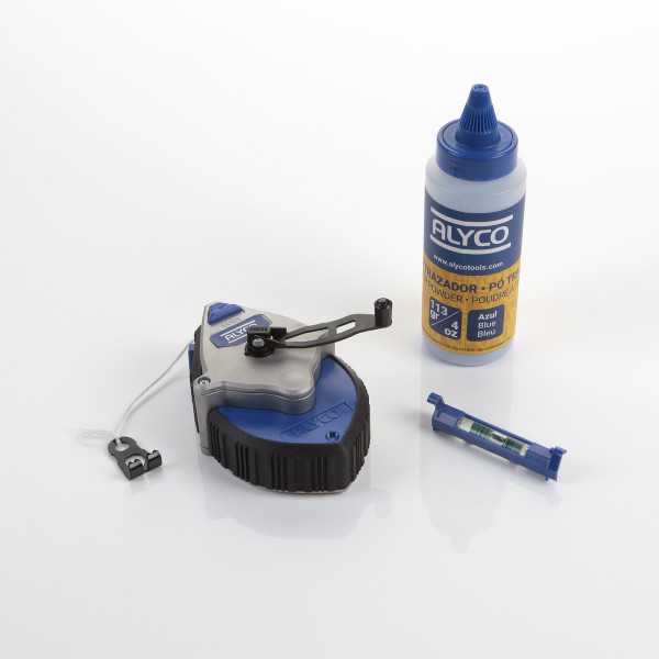 Kit tiralíneas trazador 30 m con polvo y mininivel ALYCO