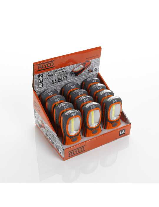 Linterna de trabajo bifocal larga 3W COB + 3 LED ALYCO ORANGE