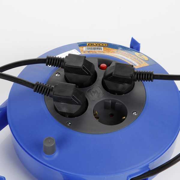 Enrollacables corto 10 m cable 3x1,5 IP20 ALYCO