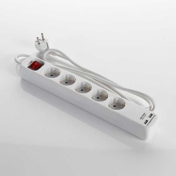 Base múltiple con interruptor 3 enchufes + 2 USB cable 1,4 m ALYCO