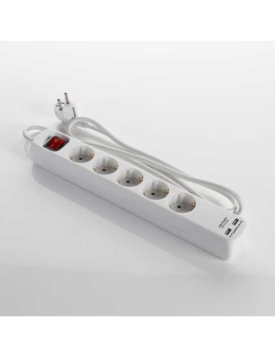Base múltiple con interruptor 3 enchufes + 2 USB cable 1,4 m ALYCO
