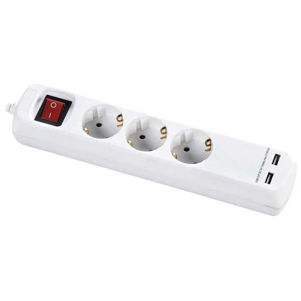 Base múltiple con interruptor 6 enchufes + 2 USB cable 1,4 m ALYCO