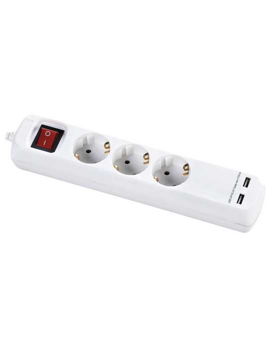 Base múltiple con interruptor 6 enchufes + 2 USB cable 1,4 m ALYCO