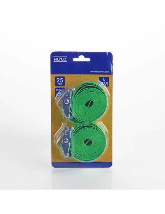 Set de 2 cintas de amarre con hebilla 25 mm x 3 m ALYCO
