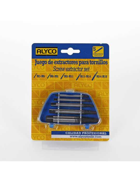 Juego de extractores para tornillos en caja de plástico ALYCO